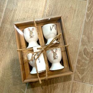Vintage rabbit bunny ceramic adorable rae dunn egg cups holders set of 4